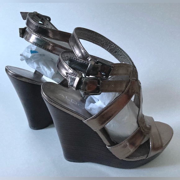 Aldo Leather Wedge Platform Sandals - Picture 3 of 8